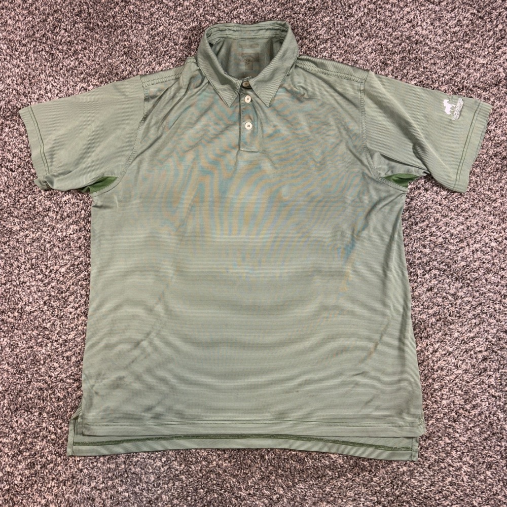 Adidas‎ Golf Polo Shirt Mens L Green Striped Blackhorse Golf Club 122938